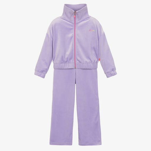 Billieblush-Girls Lilac Purple Velour Tracksuit | Childrensalon Outlet