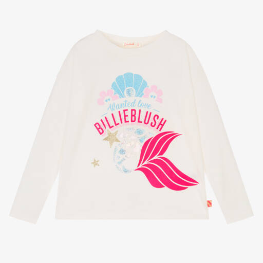 Billieblush-توب بطبعة ميرمايد قطن لون عاجي للبنات | Childrensalon Outlet