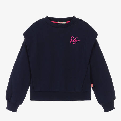 Billieblush-Girls Navy Blue Cotton Heart Sweatshirt | Childrensalon Outlet