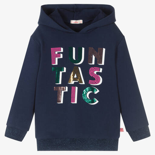 Billieblush-Girls Navy Blue Cotton Hoodie | Childrensalon Outlet