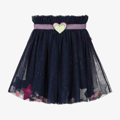 Billieblush-Girls Navy Blue Heart & Star Tulle Skirt | Childrensalon Outlet