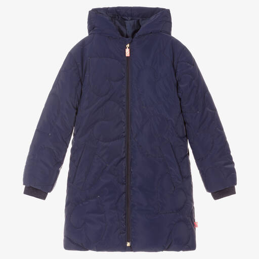 Billieblush-Girls Navy Blue Hooded Coat | Childrensalon Outlet