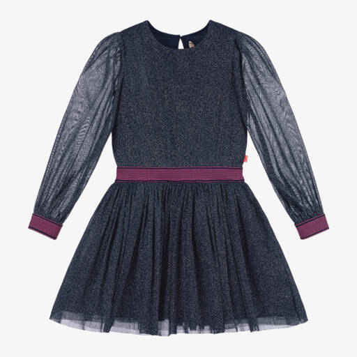 Billieblush-Girls Navy Sparkle Mesh Dress | Childrensalon Outlet
