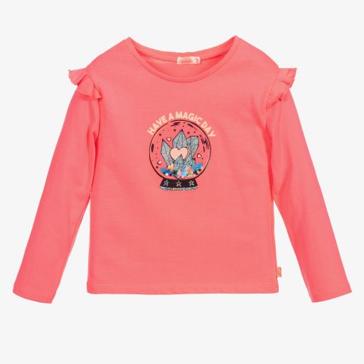 Billieblush-Girls Neon Pink Cotton Top | Childrensalon Outlet