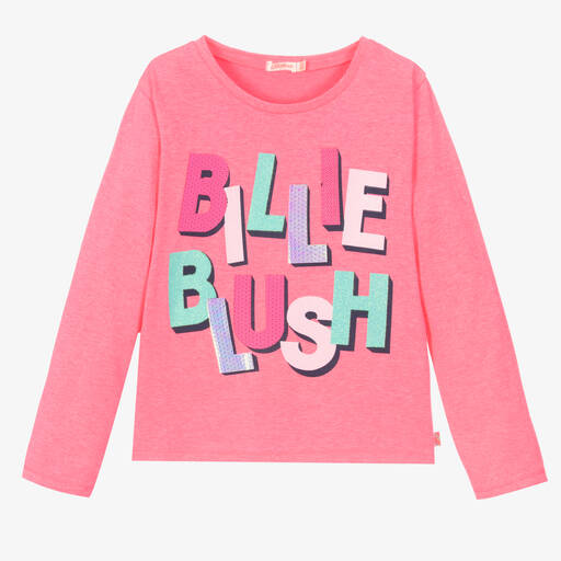 Billieblush-Girls Neon Pink Cotton Top | Childrensalon Outlet