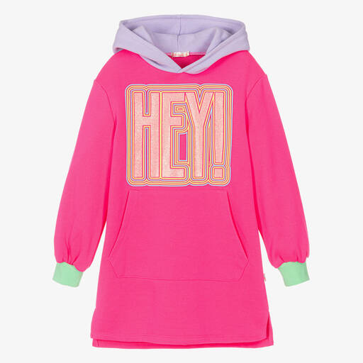 Billieblush-Girls Neon Pink Hooded Dress  | Childrensalon Outlet