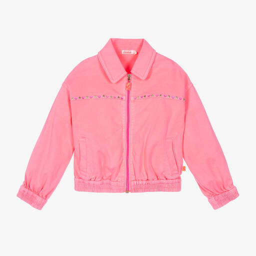 Billieblush-Girls Neon Pink Studded Bomber Jacket | Childrensalon Outlet