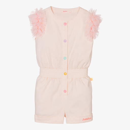 Billieblush-Girls Pale Pink Cotton & Tulle Playsuit | Childrensalon Outlet