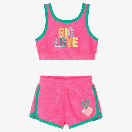 Billieblush-Pinkes Big Love Frotteetop & Shorts | Childrensalon Outlet