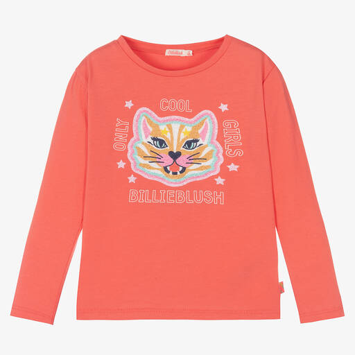 Billieblush-Girls Pink Cat Cotton Top | Childrensalon Outlet