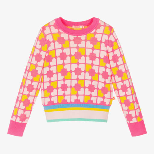 Billieblush-Girls Pink Clover Pattern Jumper | Childrensalon Outlet