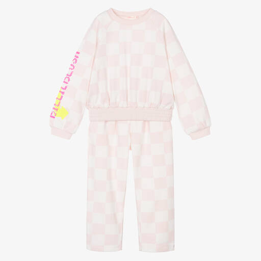 Billieblush-Girls Pink Cotton Check Tracksuit | Childrensalon Outlet