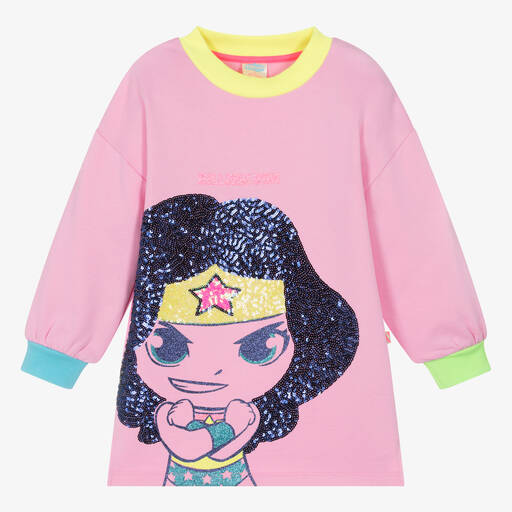 Billieblush-فستان سويتشيرت قطن جيرسي لون زهري | Childrensalon Outlet