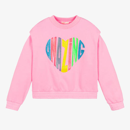 Billieblush-Girls Pink Cotton Heart Sweatshirt | Childrensalon Outlet