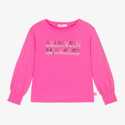 Billieblush-Haut rose en jersey de coton Fille | Childrensalon Outlet