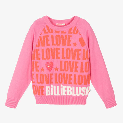 Billieblush-Girls Pink Cotton Sweater | Childrensalon Outlet