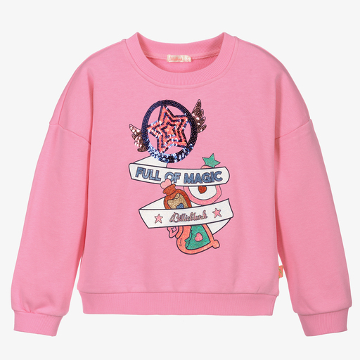 Billieblush-Girls Pink Cotton Sweatshirt | Childrensalon Outlet