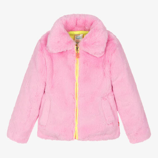 Billieblush-Girls Pink Faux Fur DC Jacket | Childrensalon Outlet