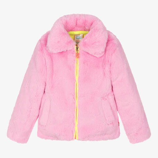 Billieblush-Veste rose en fausse fourrure DC | Childrensalon Outlet