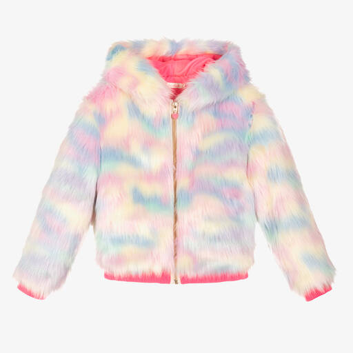 Billieblush-Girls Pink Faux Fur Jacket | Childrensalon Outlet