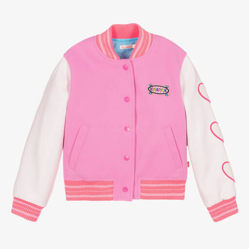 Billieblush-Girls Pink Faux Leather Bomber Jacket | Childrensalon Outlet