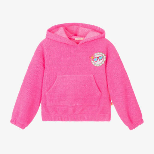 Billieblush-Girls Pink Glitter Flower Hoodie | Childrensalon Outlet