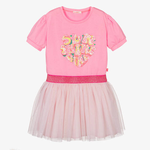 Billieblush-Girls Pink Heart Tulle Dress | Childrensalon Outlet