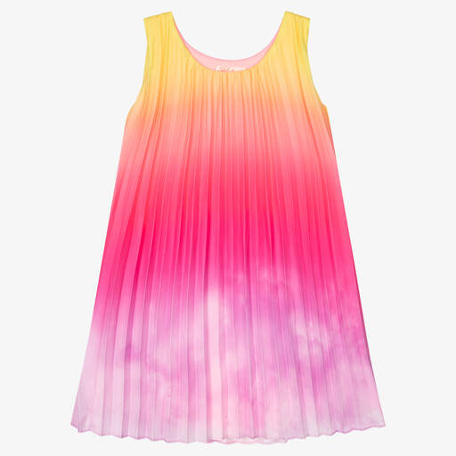 Billieblush-Розовое плиссированное атласное платье с эффектом омбре | Childrensalon Outlet