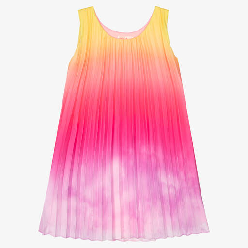 Billieblush-Girls Pink Ombré Pleated Satin Dress | Childrensalon Outlet