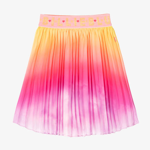 Billieblush-Girls Pink Ombré Pleated Satin Skirt | Childrensalon Outlet