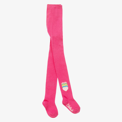 Billieblush-Розовые хлопковые колготки в рубчик с сердечками | Childrensalon Outlet