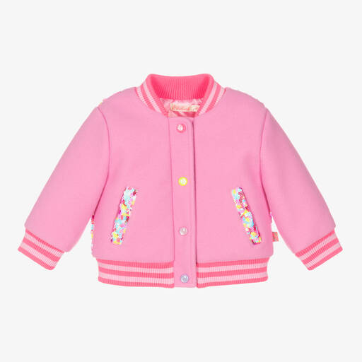 Billieblush-Girls Pink Sequin Bunny Bomber Jacket  | Childrensalon Outlet