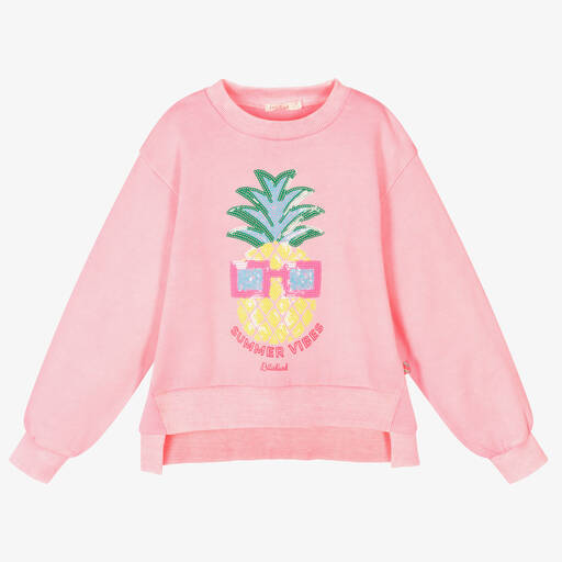 Billieblush-Girls Pink Sequin Pineapple Sweatshirt | Childrensalon Outlet