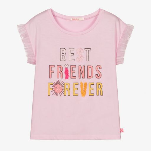Billieblush-Girls Pink Slogan T-Shirt | Childrensalon Outlet