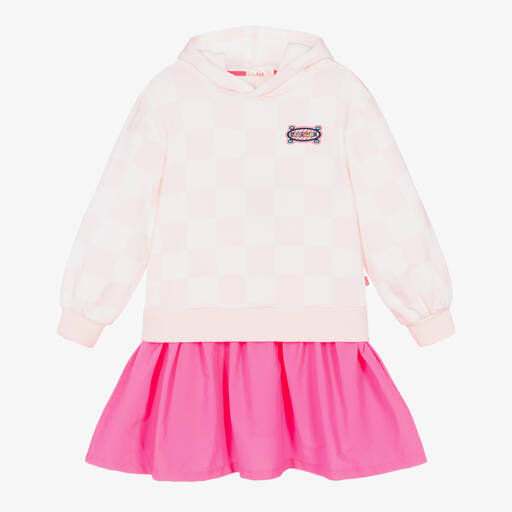 Billieblush-Girls Pink & White Check Hooded Dress  | Childrensalon Outlet