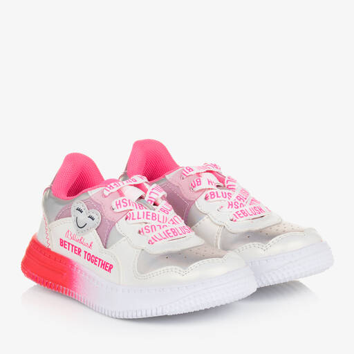 Billieblush-Girls Pink & White Lace-Up Trainers | Childrensalon Outlet