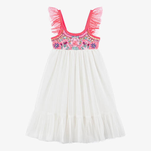 Billieblush-Girls Pink & White Tulle Sequin Dress | Childrensalon Outlet