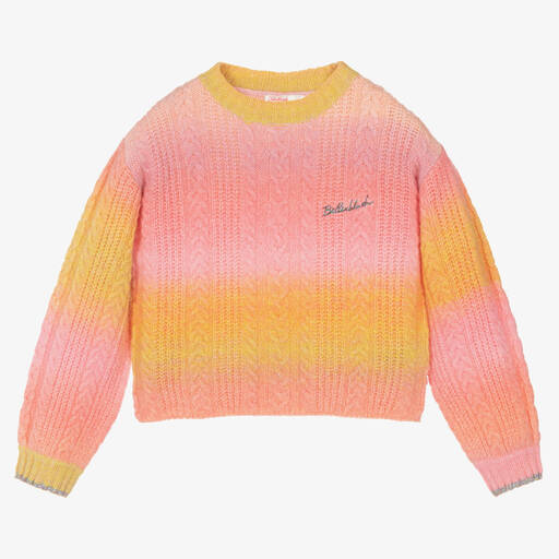 Billieblush-Ombré-Strickpullover Rosa/Gelb | Childrensalon Outlet