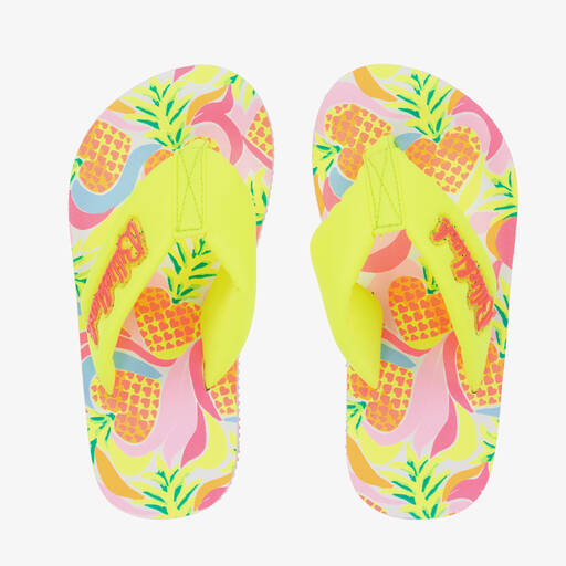 Billieblush-Girls Pink & Yellow Pineapple Flip-Flops | Childrensalon Outlet