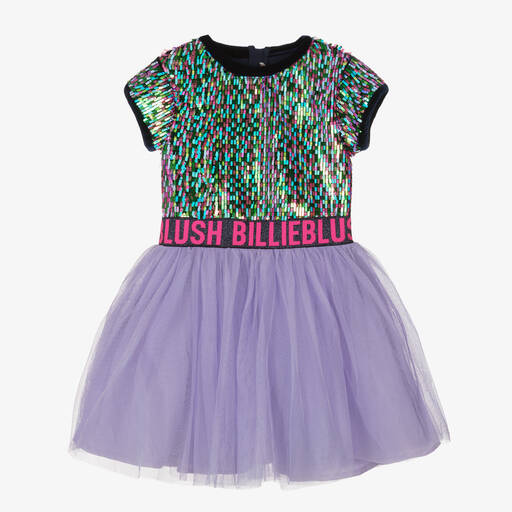 Billieblush-Robe violette en tulle et sequins | Childrensalon Outlet
