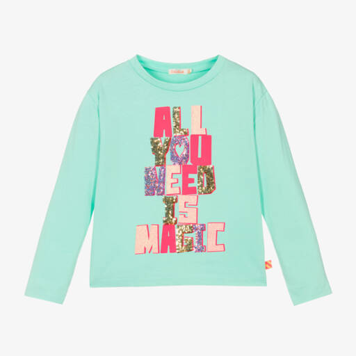Billieblush-Girls Sea Green Sequin Tee | Childrensalon Outlet