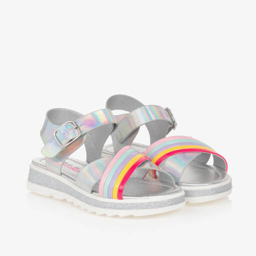 Billieblush-Girls Silver & Rainbow Faux Leather Sandals | Childrensalon Outlet