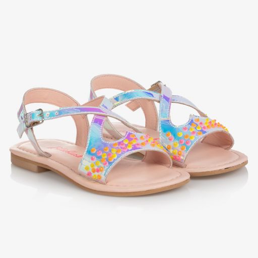 Billieblush-صندل جلد صناعي مزين بترتر لون فضّي للبنات | Childrensalon Outlet