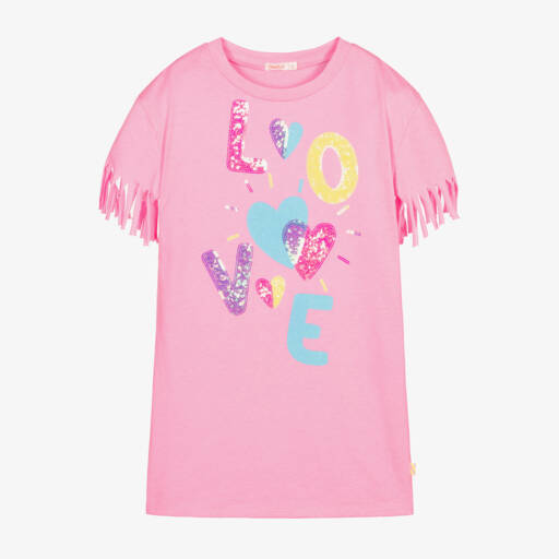 Billieblush-فستان وردي لامع بشراشيب للبنات | Childrensalon Outlet
