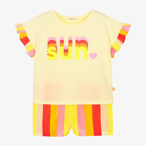 Billieblush-Комплект для девочек солнечная футболка и полосатые шорты | Childrensalon Outlet