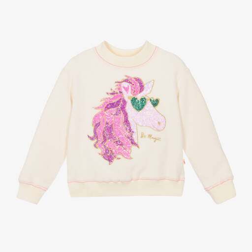 Billieblush-Girls Unicorn Ivory Fleece Jumper | Childrensalon Outlet