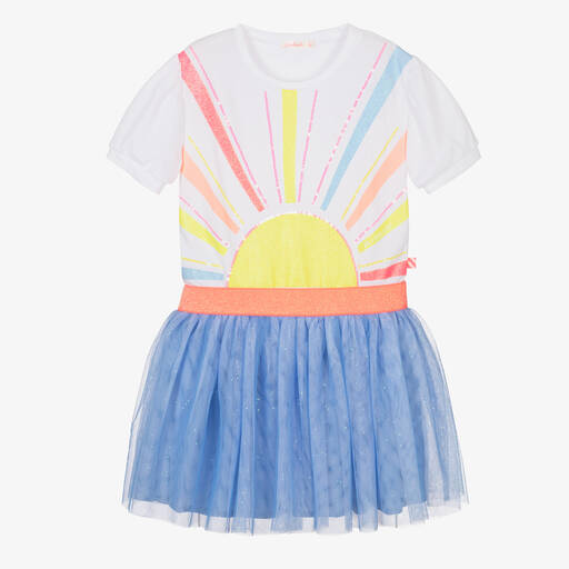 Billieblush-Girls White & Blue Sunshine Tulle Dress | Childrensalon Outlet
