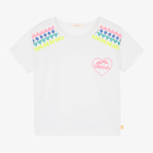 Billieblush-Футболка из белого хлопка с вышивкой для девочек | Childrensalon Outlet