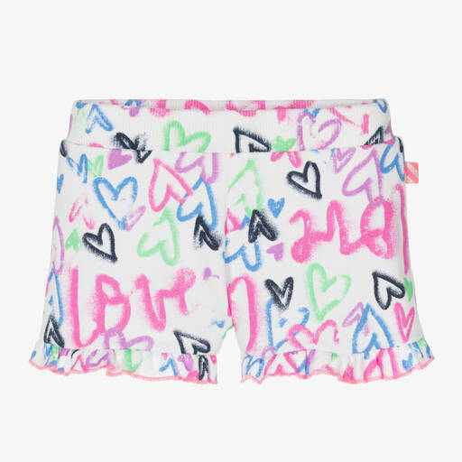 Billieblush-Girls White Cotton Graffiti Print Shorts | Childrensalon Outlet