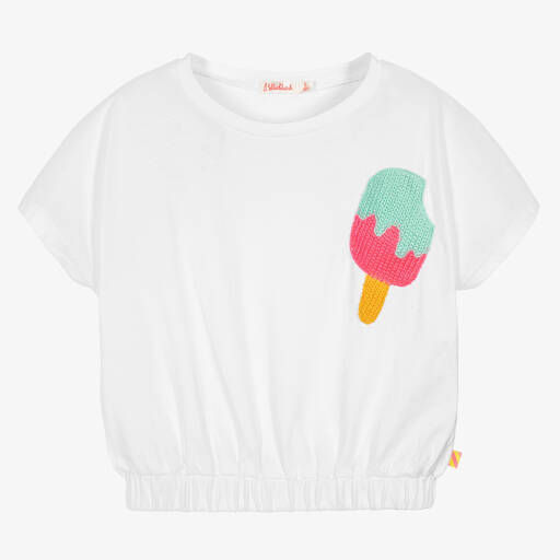 Billieblush-Girls White Cotton Ice Cream T-Shirt | Childrensalon Outlet